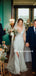 Popular V-neck Mermaid Side Slit Open Back Long Wedding Dresses, WDS0082