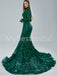 Elegant V-neck Long sleeves Mermaid Prom Dresses, PDS0511