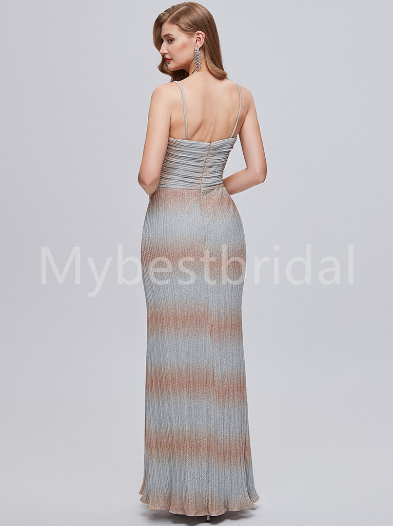 Sexy V-neck Spaghetti straps Side slit Mermaid Prom Dresses,PDS0516