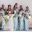 Spaghetti straps Mermaid Ruffle Elegant Simple Long Bridesmaid Dresses,BDS0190