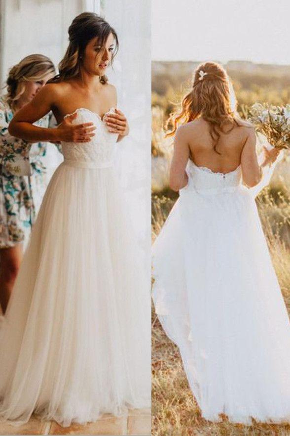 Unique Sweetheart Simple A-line Cheap Wedding Dresses, WDY0179