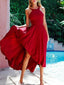A-line Scoop Neck Lace Up Silk-like Satin Short Long Back Newest Prom Dresses,,PDY0101