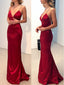 Simple Backless Dark Red Mermaid Prom Dresses,Cheap Prom Dresses,PDY0548