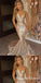 Deep V-Neck Mermaid Gold Beaded Prom Dress ,Cheap Prom Dresses,PDY0410