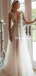 Popular V-neck A-line Tulle Floor-length Simple Long Wedding Dresses, PDS0212