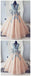 V-neck Blue Lace Ball Gown Long Evening Prom Dresses,Cheap Prom Dresses,PDY0500