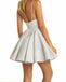 A-Line V-Neck Light Blue Satin Homecoming Dress With Appliques,Short Prom Dresses,BDY0328