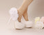 Pointed Toe Lace Pearls Wedding Shoes With Handmade Flowers, SY0127