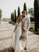 Simple V-neck Sleeveless Mermaid Lace applique Wedding Dresses, WDY0224