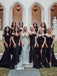 Newest Off-shoulder Mermaid Side Slit Long Bridesmaid Dresses, BDS0148