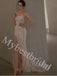 Sexy Strapless Sleeveless Side slit Sheath Long Prom Dress,PDS1060