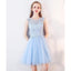 Cute Blue Illusion Lace Cheap Short Homecoming Dresses Online, BDY0297