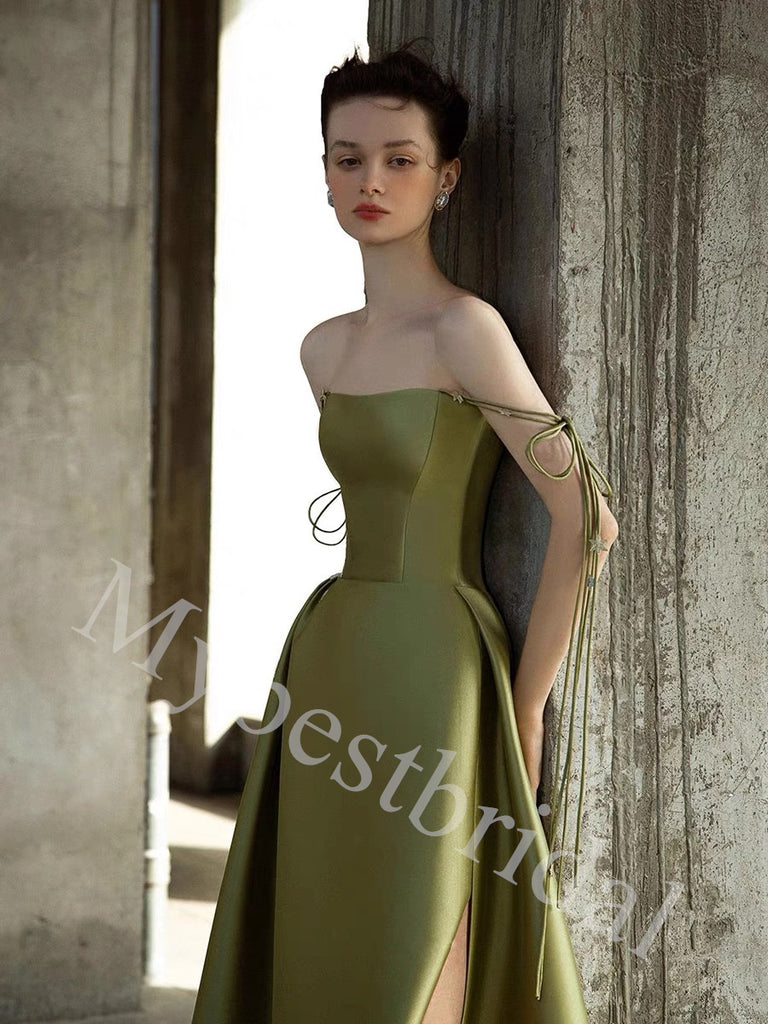 Elegant Strapless Sleeveless A-line Long Prom Dress,PDS1035