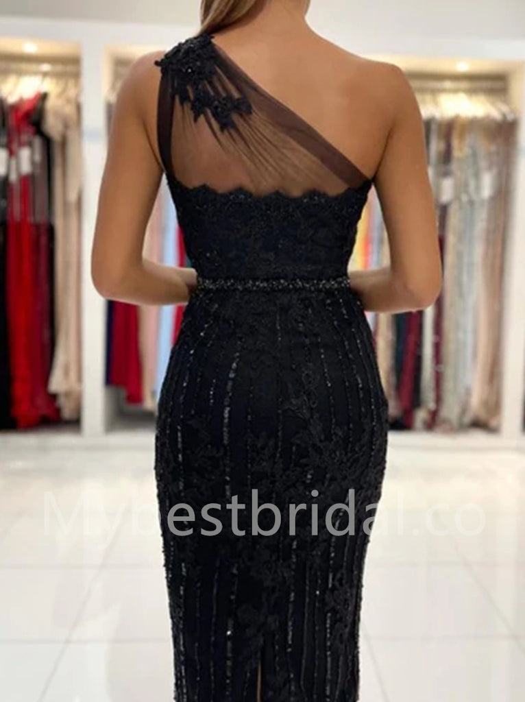 Elegant One shoulder Sleeveless Mermaid Prom Dresses,PDS0551