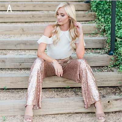 Two Piece Rose Gold Sequin Bridesmaid Jumpsuit,Cheap Bridesmaid Dresses,WGY0382