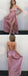 A-Line V-Neck Criss-Cross Back Blush Prom Dress With Split,Evening Party Dresses,PDY0261