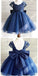 Navy Blue Cap Sleeves Lace Flower Girl Dresses,Cheap Toddler Flower Girl Dresses,FGY0193