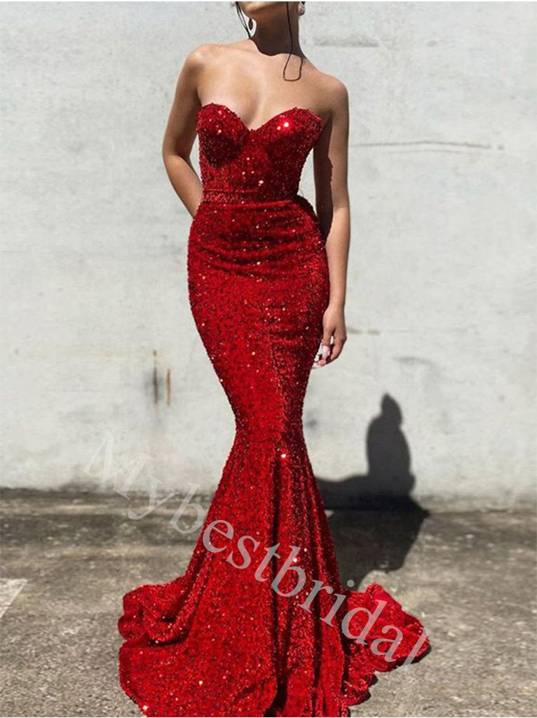 Sexy Sweetheart Sleeveless Mermaid Prom Dresses,PDS0973