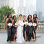 Spaghetti straps V-neck Side slit Floor-length Elegant Simple Long Bridesmaid Dressess, BDS0267