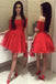 Off Shoulder Short Sleeves Red Short Cheap Homecoming Dresses Online, BDY0278
