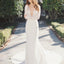 Sexy Deep V-Neck Lace Top Mermaid Wedding Party Dresses, long sleeve wedding gown ,WDY0104