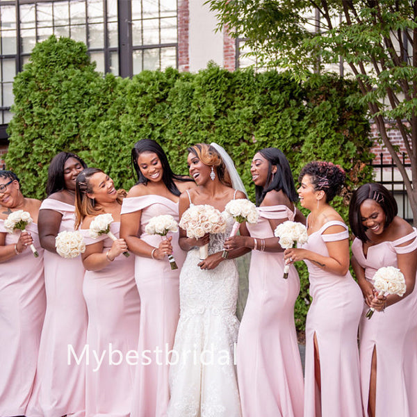 Mismatched Off-shoulder Mermaid Elegant Simple Long Bridesmaid Dressess, BDS0269