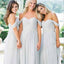 Off-The-Shoulder Light Blue Chiffon Bridesmaid Dresses,Cheap Bridesmaid Dresses,WGY0388