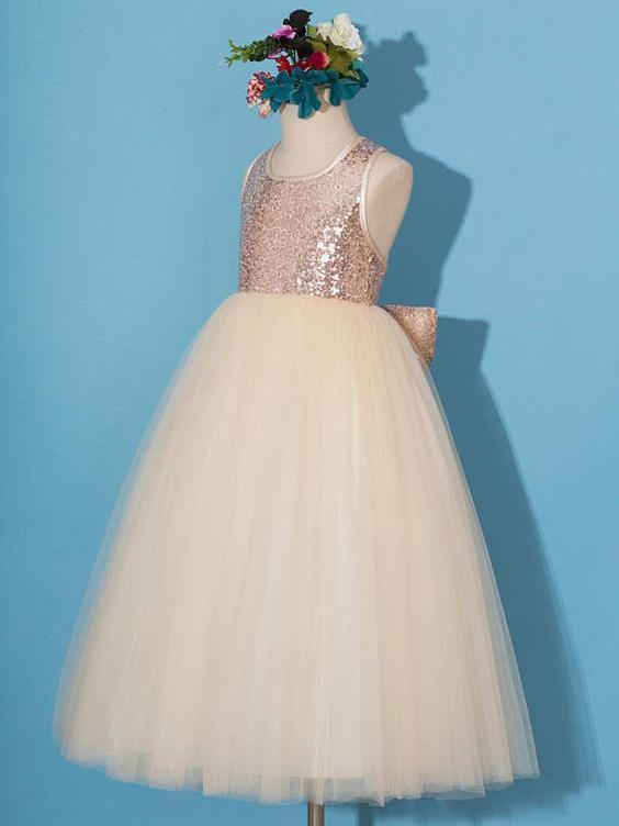 Shinny Gold Sequin Flower Girl Dresses With Bowknot ,Cheap Toddler Flower Girl Dresses,FGY0200