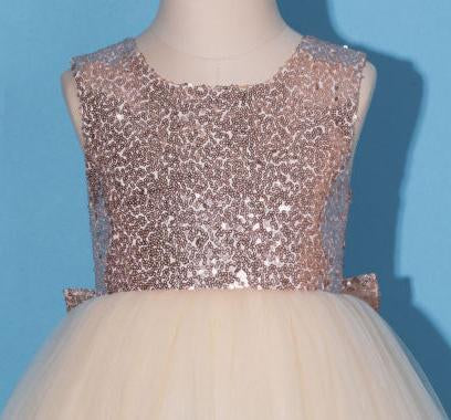 Shinny Gold Sequin Flower Girl Dresses With Bowknot ,Cheap Toddler Flower Girl Dresses,FGY0200