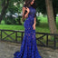 Luxurious Mermaid Jewel Sleeveless Open Back Sweep Train Lace Prom Dress With Beading ,PDY0308