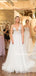 Sexy V-neck A-line Lace Tulle Long Wedding Dresses Online, WDS0080