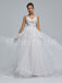 Elegant Spaghetti straps V-neck A-line Lace applique Wedding Dresses, WDY0267