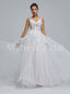 Elegant Spaghetti straps V-neck A-line Lace applique Wedding Dresses, WDY0267