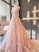 Beautiful A-Line Halte Tulle Lace Long Prom Dresses,PDY0341