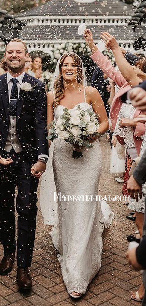 New Arrival Lace Straps V-neck Mermaid Charming Wedding Dresses Online,WDY0239