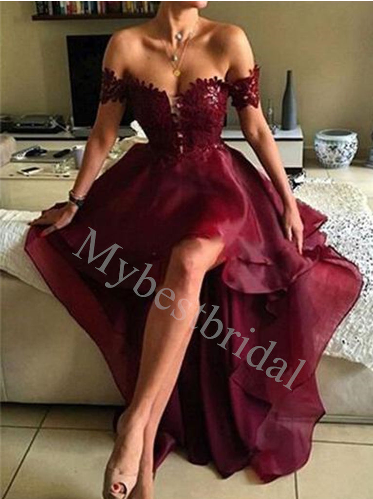 Sexy Off shoulder High-low A-line Prom Dresses,PDS0874