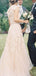 Charming Pink Lace Sexy V-neck Long Sheath Tulle Wedding Party Dresses, WDY0113