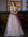 Elegent A-Line V-Neck Tulle Long Prom Dresses Online,WGY0184