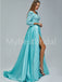 Sexy V-neck Long sleeves Side slit A-line Prom Dresses,PDS0518