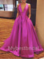 Elegant V-neck Sleeveless A-line Prom Dresses , PDS0376
