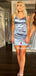 Spaghetti Strap A-line Mermaid Short Homecoming Dresses, HDS0050