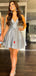 Spaghetti Strap A-line Mermaid Short Homecoming Dresses, HDS0050