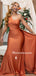 Mismatched Mermaid Simple Orange Long Bridesmaid Dresses, BDS0163