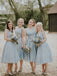 V neck Straps Short Chiffon Custom Cheap Bridesmaid Dresses, WGY0295