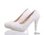 Pearls Lace Pointed Toe White High Heels Wedding Bridal Shoes, SY0124