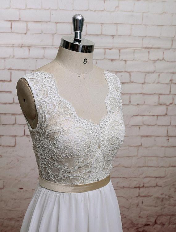 Backless V Neck Cap Sleeve Lace Simple Cheap Beach Wedding Dresses, WDY0192