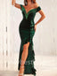 Sexy V-neck Off-shoulder Side slit  Mermaid  Prom Dresses , PDS0411