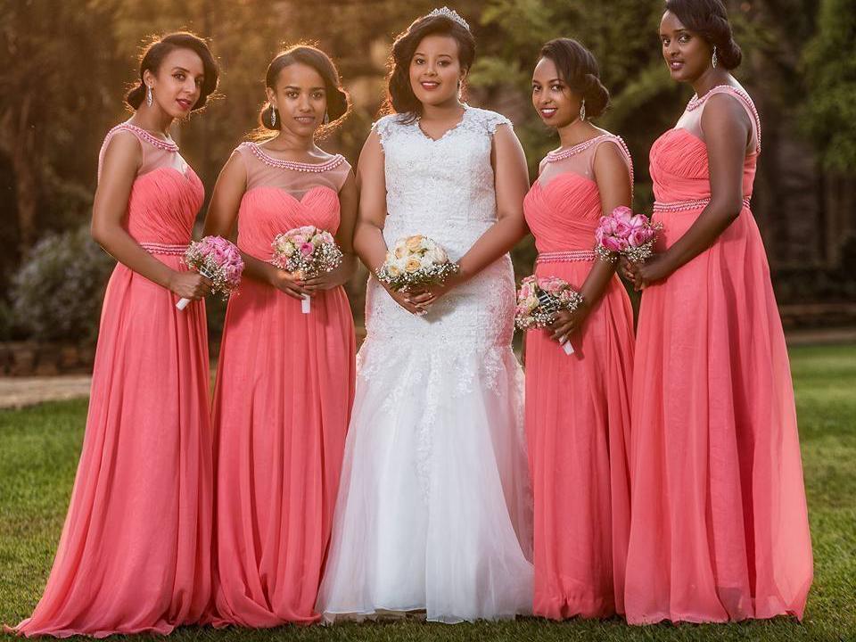 Coral Illusion Cap Sleeve Chiffon Custom Cheap Long Bridesmaid Dresses, WGY0247