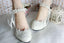 Lace Pearls Pointed Toes Women Wedding Shoes With Ribbons Lace Up, SY0122