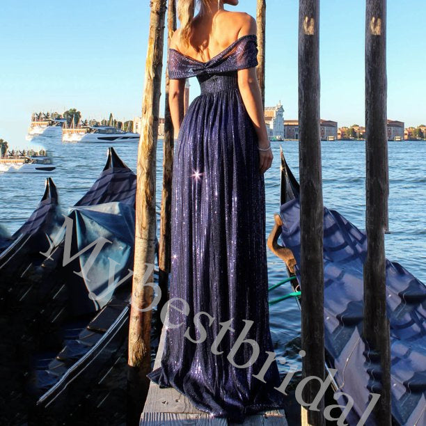 Sexy Sweetheart Off shoulder Side slit Sheath Long Prom Dress,PDS1042